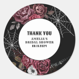 ダークでムーディなゴシックフラワーブラック ブライダルシャワー ラウンドシール