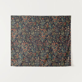 ダークでムーディなミッドナイトフォレストの花の植物画 タペストリー