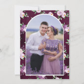 ダークでムーディな紫の花の写真 結婚式 セーブザデート (裏面)