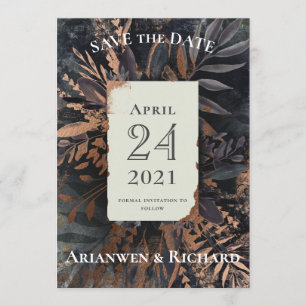 ダークでムーディな結婚式のSave the Date 招待状