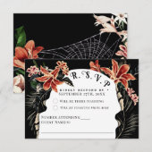 ダークでムーディなRSVPカード 植物画 古典的な結婚式 出欠カード (正面/裏面)