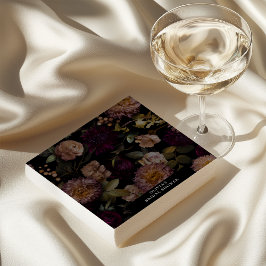 ダークでムーディーなドラマチック フラワー ブライダル シャワー スタンダードカクテルナプキン