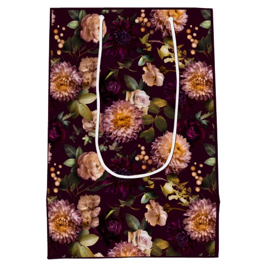 ダークでムーディーなブライダルシャワーのラッピングペーパー ミディアムペーパーバッグ (裏面)