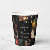 ダークでムーディーなロマンティックフラワーのオランダ風ウェディングシャワー 紙コップ (正面)