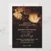 ダークでムーディーなヴィンテージエレガントなオールインワンのウェディング 招待状 (正面)