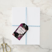 ダークでムーディーな水彩花柄ブラックのウェディングシャワー ギフトタグ (より糸付き)