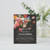 ダークでムーディーな静物花の結婚式後 出欠カード (スタンド正面)