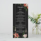 ダークでモダンな結婚式メニュー 植物 ヴィンテージ ゴス メニュー (スタンド正面)