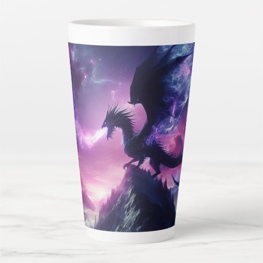 ダークで中世風のエスリックドラゴン カフェラテマグ (正面)