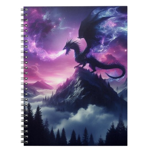 ダークで中世風のエーテリアルドラゴン ノートブック (正面)