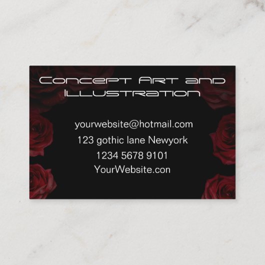ダークとゴシックのスカルとバラ名刺 名刺 (裏面)