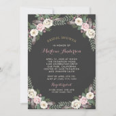 ダークとムーディバラピンクフローラボーブライダルシャワー 招待状 (正面)