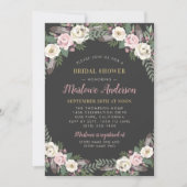 ダークとムーディバラピンクフローラボーブライダルシャワー 招待状 (正面)