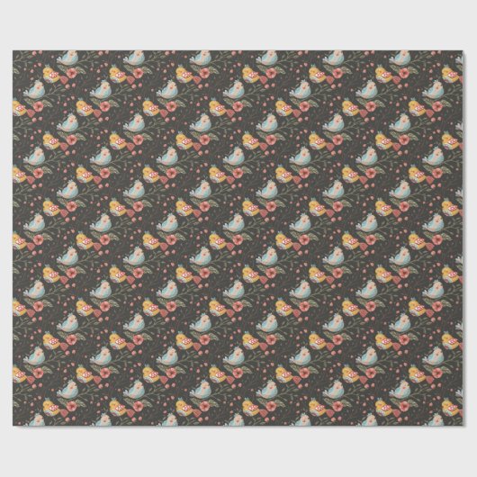 ダークと居心地の良いラブバードフローラ植物学 ラッピングペーパー (フラット)