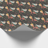 ダークと居心地の良いラブバードフローラ植物学 ラッピングペーパー (角)