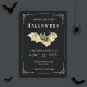 ダークと金ゴールドモダンハローウィンパーティ招待状 シーズンカード