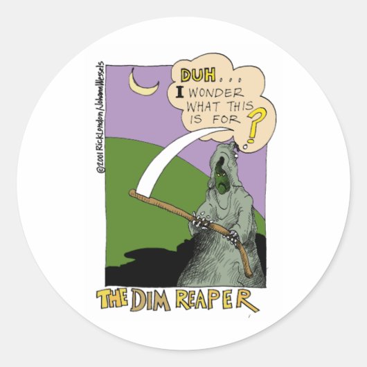 ダークな死神のハロウィーン漫画ギフトTシャツ ラウンドシール (正面)