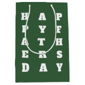 ダークはっきりしたグリーンホワイトタイポグラフィハッピーファーザーズ・デイ ミディアムペーパーバッグ (正面)