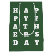 ダークはっきりしたグリーンホワイトタイポグラフィハッピーファーザーズ・デイ ミディアムペーパーバッグ (裏面)