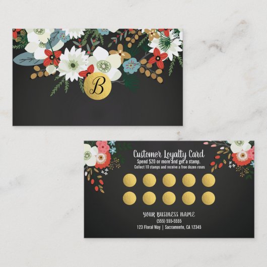 ダークはっきりしたフローラシック顧客ロイヤリティカード ロイヤリティカード (正面/裏面)