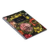 ダークはっきりしたヴィンテージ花模様赤面ピンク名 ノートブック (右側)