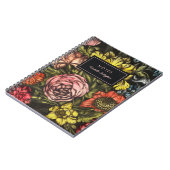 ダークはっきりしたヴィンテージ花模様赤面ピンク名 ノートブック (左側)