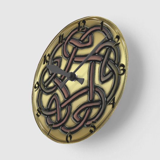 ダークアイアンケルト結び目模様ラウンドウォールクロック ラウンド壁時計 (傾斜)