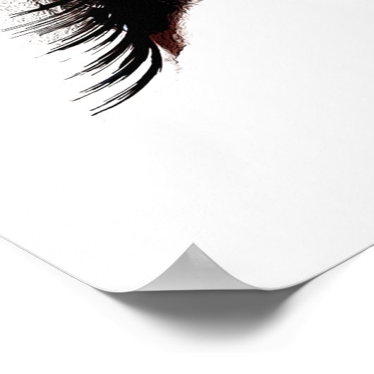 ダークアイズレッドリップ女性顔メイクアップアート ポスター (角)