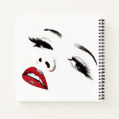 ダークアイズレッドリップ女性顔美しいアート ノートブック (裏面)