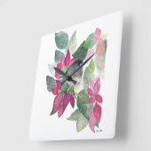 ダークアイドユンコ鳥の水のカラーアート スクエア壁時計 (傾斜)