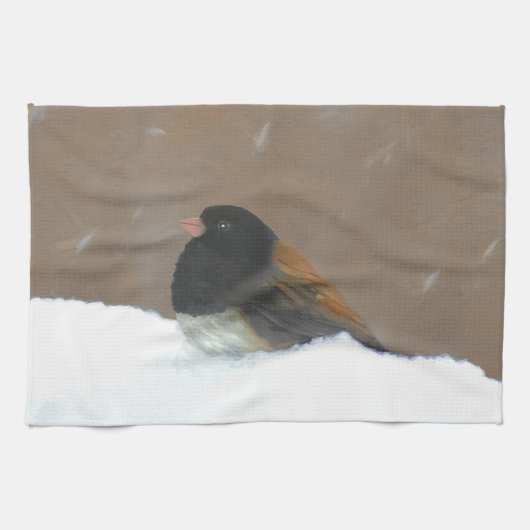 ダークアイドJunco絵画ズ – Bird Artオリジナル キッチンタオル (横)
