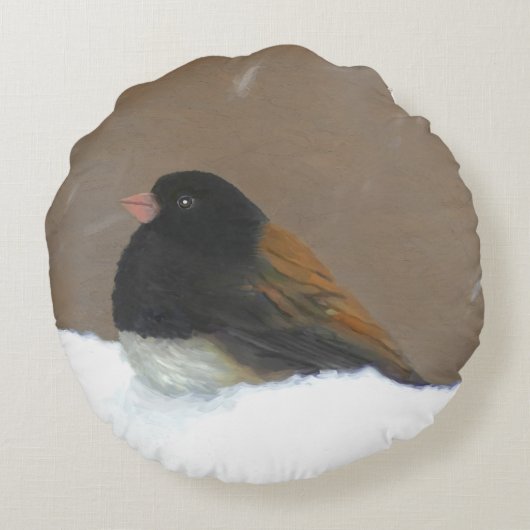 ダークアイドJunco絵画ズ – Bird Artオリジナル ラウンドクッション (裏面)