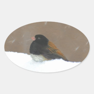 ダークアイドJunco絵画ズ – Bird Artオリジナル 楕円形シール
