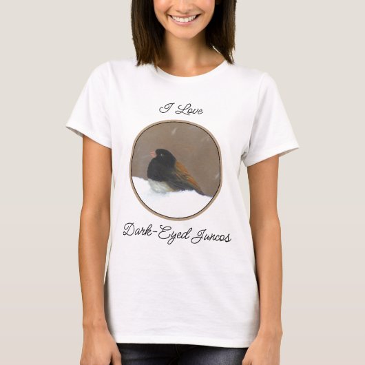 ダークアイドJunco絵画ズ – Bird Artオリジナル Tシャツ (正面)