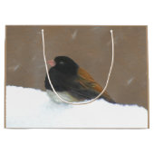 ダークアイ・ジュンコズ – 絵画オリジナルバードアート ラージペーパーバッグ (正面)