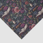 ダークアカデミアのヴィンテージフローラ、鳥と本 薄葉紙 (詳細)