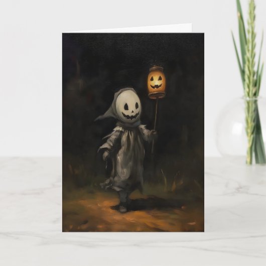 ダークアカデミアの子供の幽霊のハロウィン油絵 カード (正面)