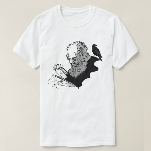 ダークアカデミアの学者スケッチとワタシギの芸術 Tシャツ (デザイン正面)