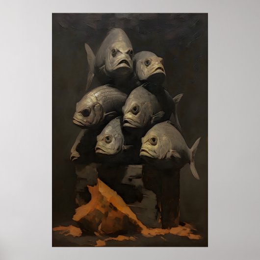 ダークアカデミアの怒れる魚の静物画 ポスター (正面)