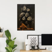 ダークアカデミアの怒れる魚の静物画 ポスター (ホームオフィス)
