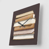 ダークアカデミアアンティーク書 スクエア壁時計 (傾斜)