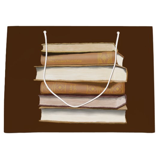 ダークアカデミアアンティーク書 ラージペーパーバッグ (正面)