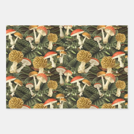 ダークアカデミアビクトリアンゴシックグラムキノコ&リーフ ラッピングペーパーシート (正面)