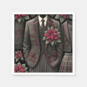 ダークアカデミアポインセチア制服デコペ紙 スタンダードカクテルナプキン (正面)