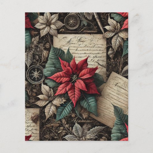 ダークアカデミアポインセチア文房具スクラップブック (正面)