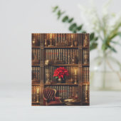 ダークアカデミアポインセチア本棚スクラップブック紙 (スタンド正面)