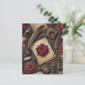 ダークアカデミアポインセチア机スクラップブック紙 (スタンド正面)