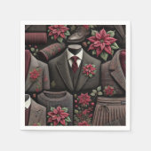 ダークアカデミアポインセティアスファッションデコペ紙 スタンダードカクテルナプキン (正面)