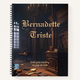 ダークアカデミアライブラリブックスビーズネーム気持ち ノートブック