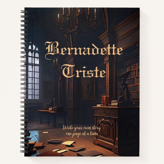 ダークアカデミアライブラリブックスビーズネーム気持ち ノートブック (正面)